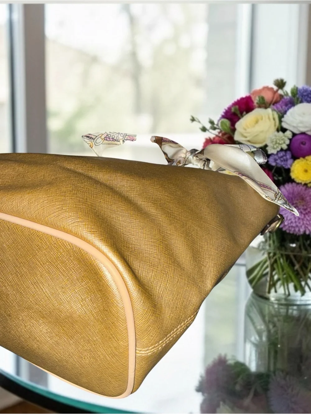 Coach Park Metro 2013 tote beautiful gold w/ beige (with slight hue of pink) EUC